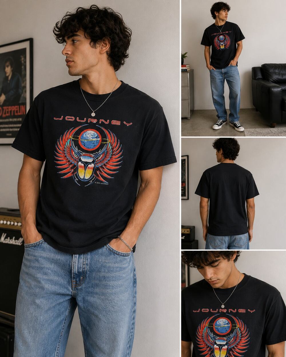 Journey 2020 Scarab Graphic Band T Shirt Medium Black Rock Concert Tour Tee M